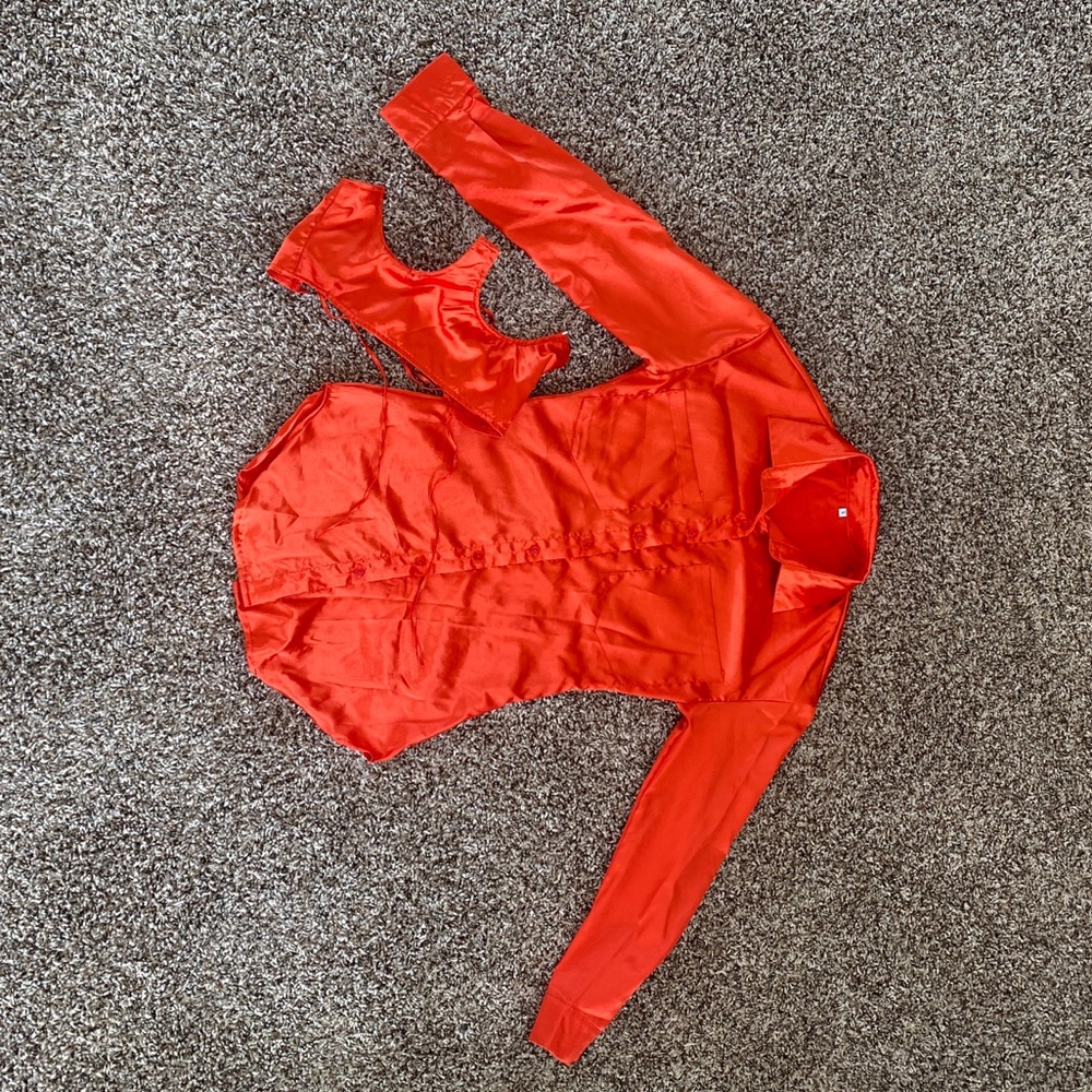 Two piece Orange corset blouse